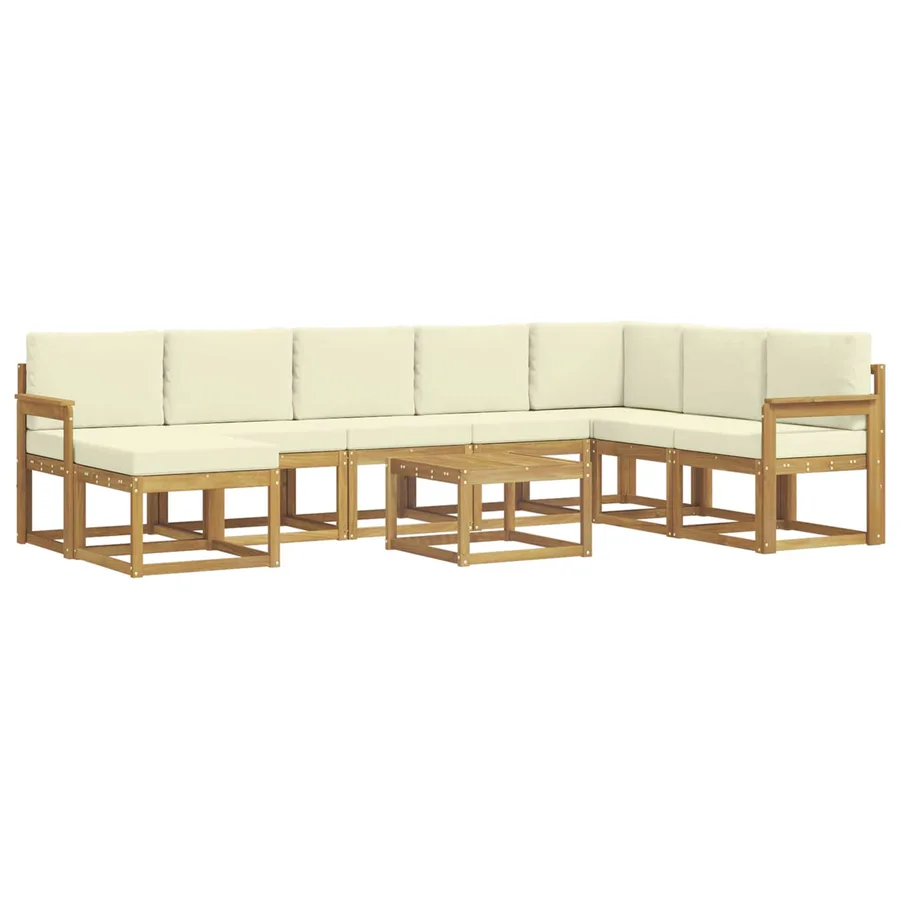 Ensemble de canapés d'extérieur 9 pcs Blanc et crème - 2