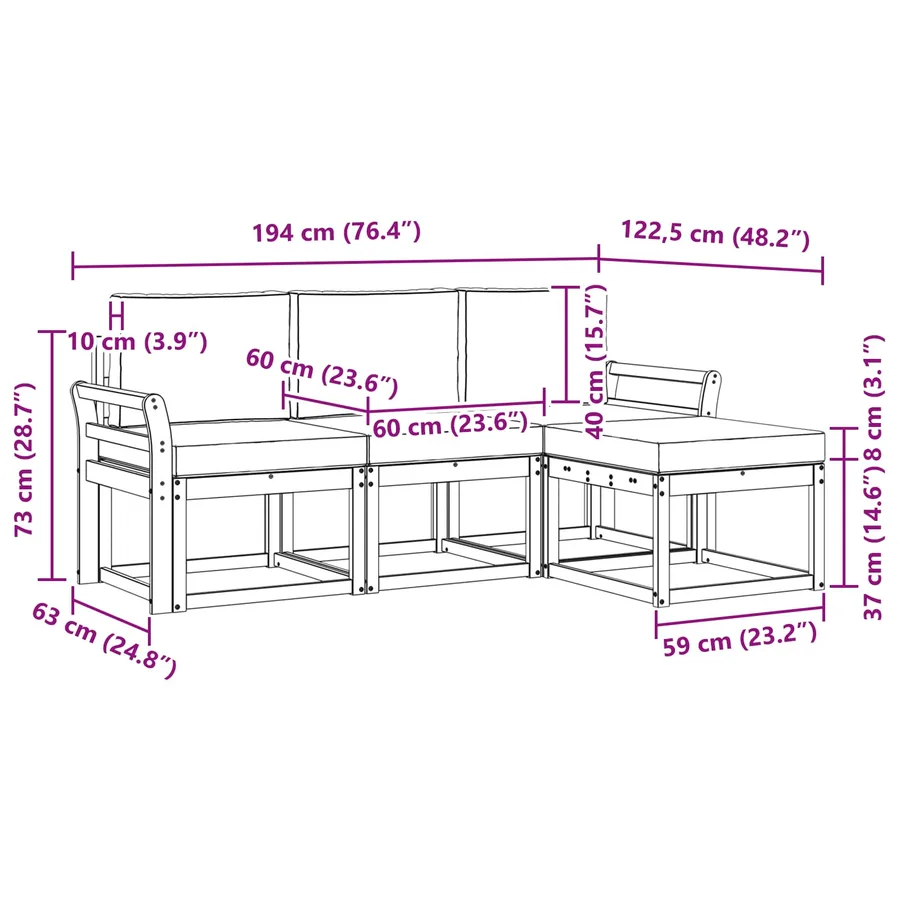 Ensemble de canapés d'extérieur 4 pcs - 6