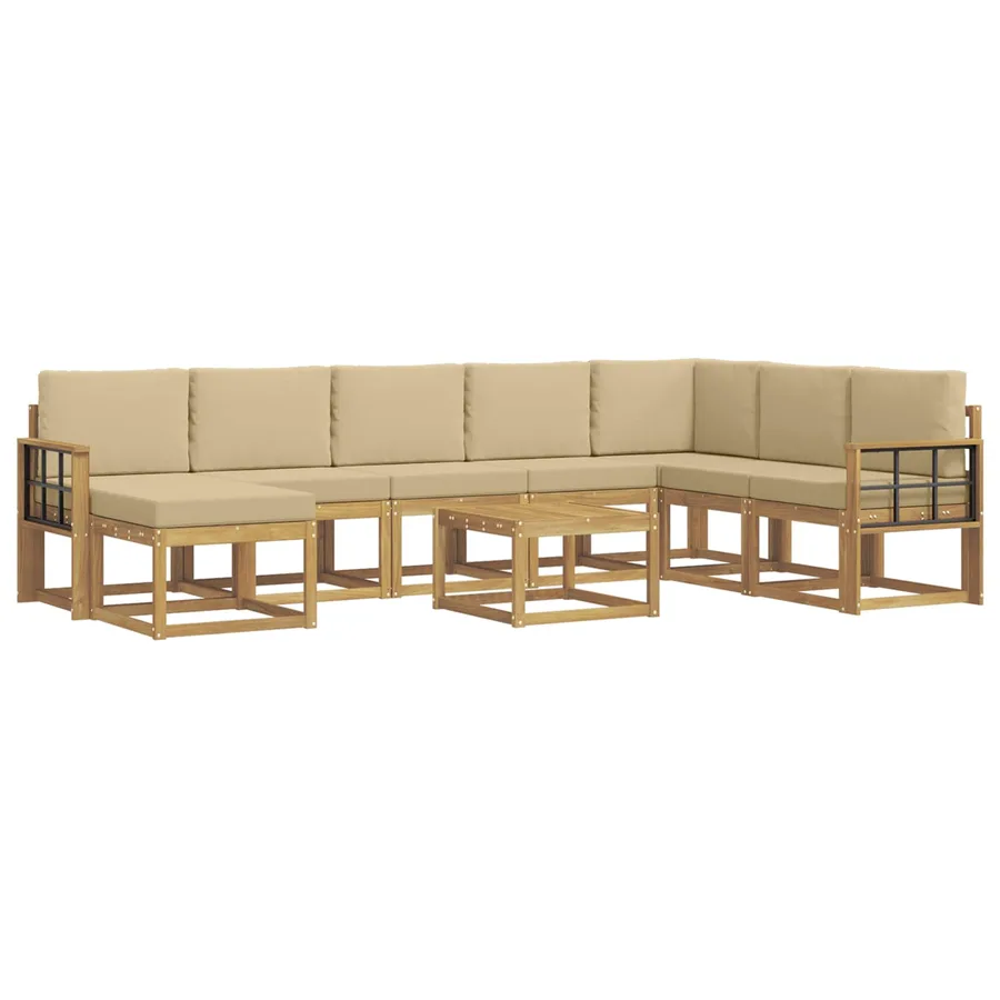 Ensemble de canapés d'extérieur 9 pcs Blanc et Beige - 2