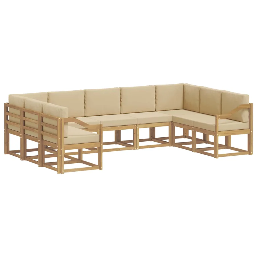 Ensemble de canapés d'extérieur 9 pcs Blanc et Beige - 2