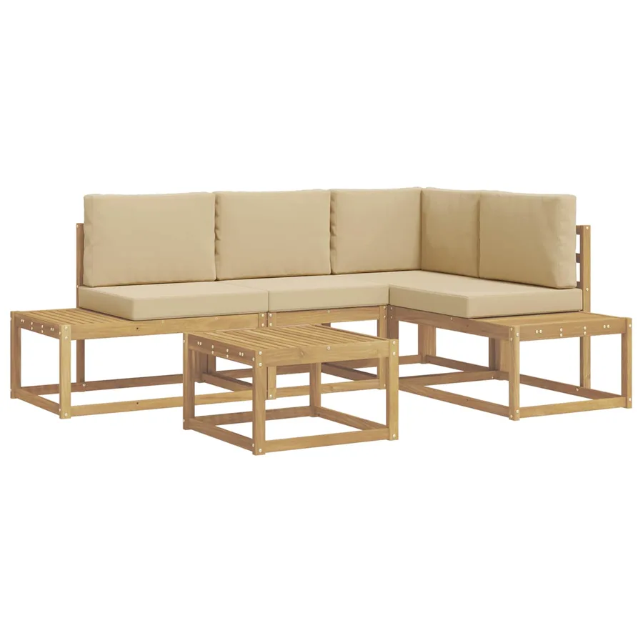 Ensemble de canapés d'extérieur 4 Pièce Blanc et Beige - 2