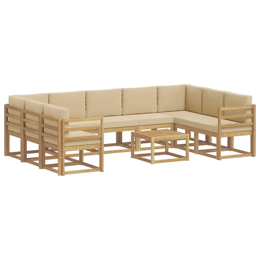 Ensemble de canapés d'extérieur 10 pcs Blanc et Beige - 2