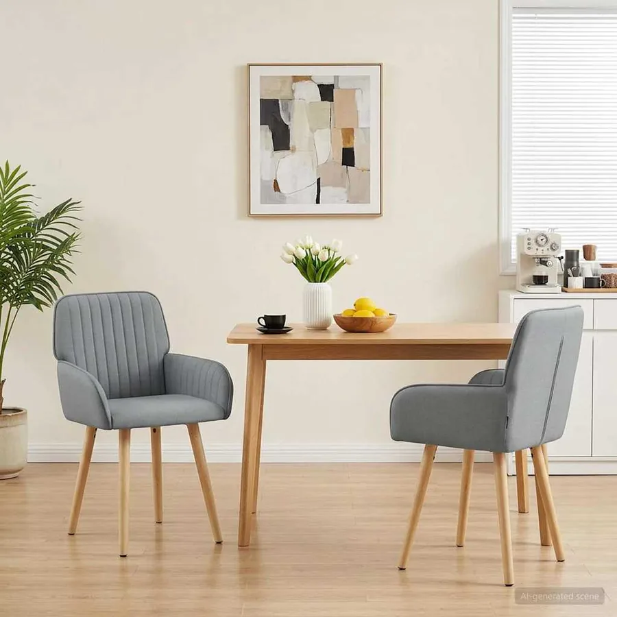 Chaises de salle à manger 2 pcs Tissu Gris clair