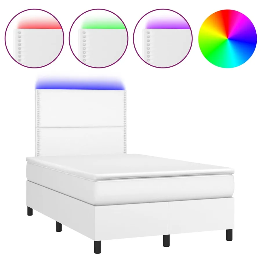Sommier à lattes de lit avec matelas et LED Blanc 120x200 cm - 2