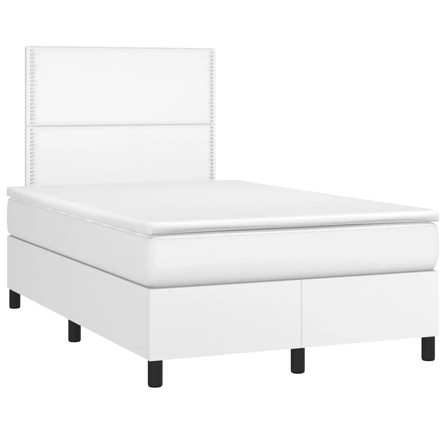 Sommier à lattes de lit avec matelas et LED Blanc 120x200 cm - 3