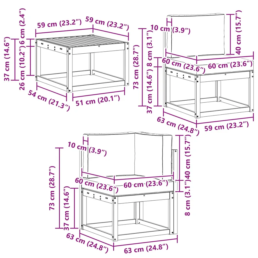 Ensemble de canapés d'extérieur 6 pcs - 8
