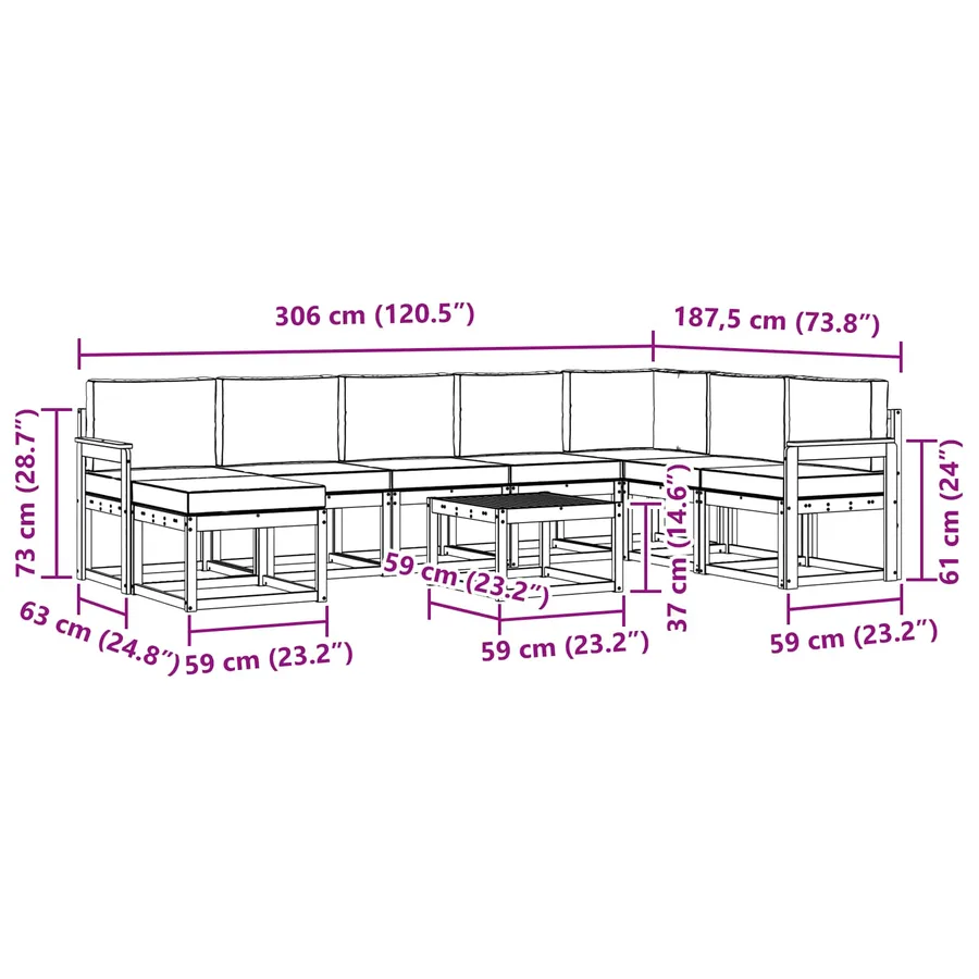 Ensemble de canapés d'extérieur 9 pcs Blanc et anthracite - 8
