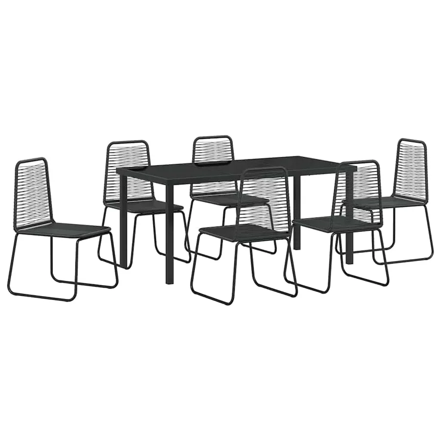 Ensemble de salle à manger pour jardin 7 pcs Noir - 2
