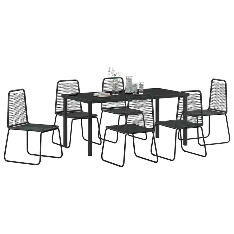 Ensemble de salle à manger pour jardin 7 pcs Noir - 3