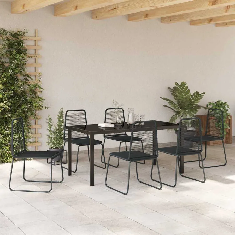 Ensemble de salle à manger pour jardin 7 pcs Noir - 4