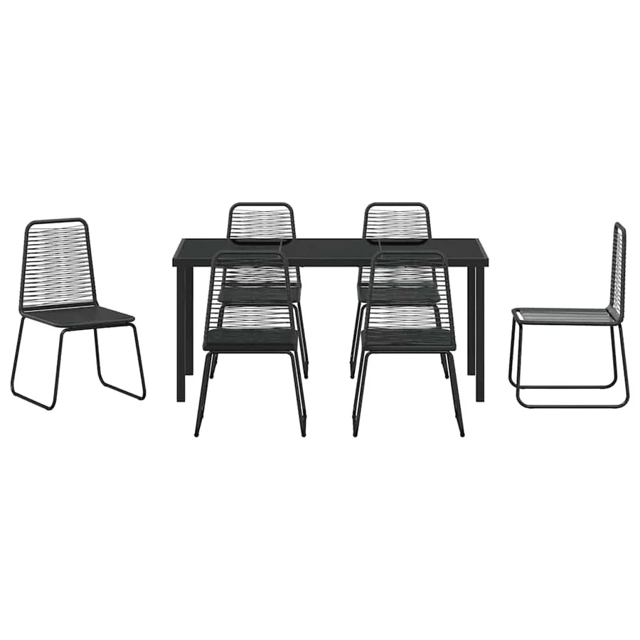 Ensemble de salle à manger pour jardin 7 pcs Noir - 7