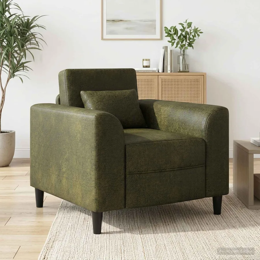 Fauteuil Vert armée Simili daim