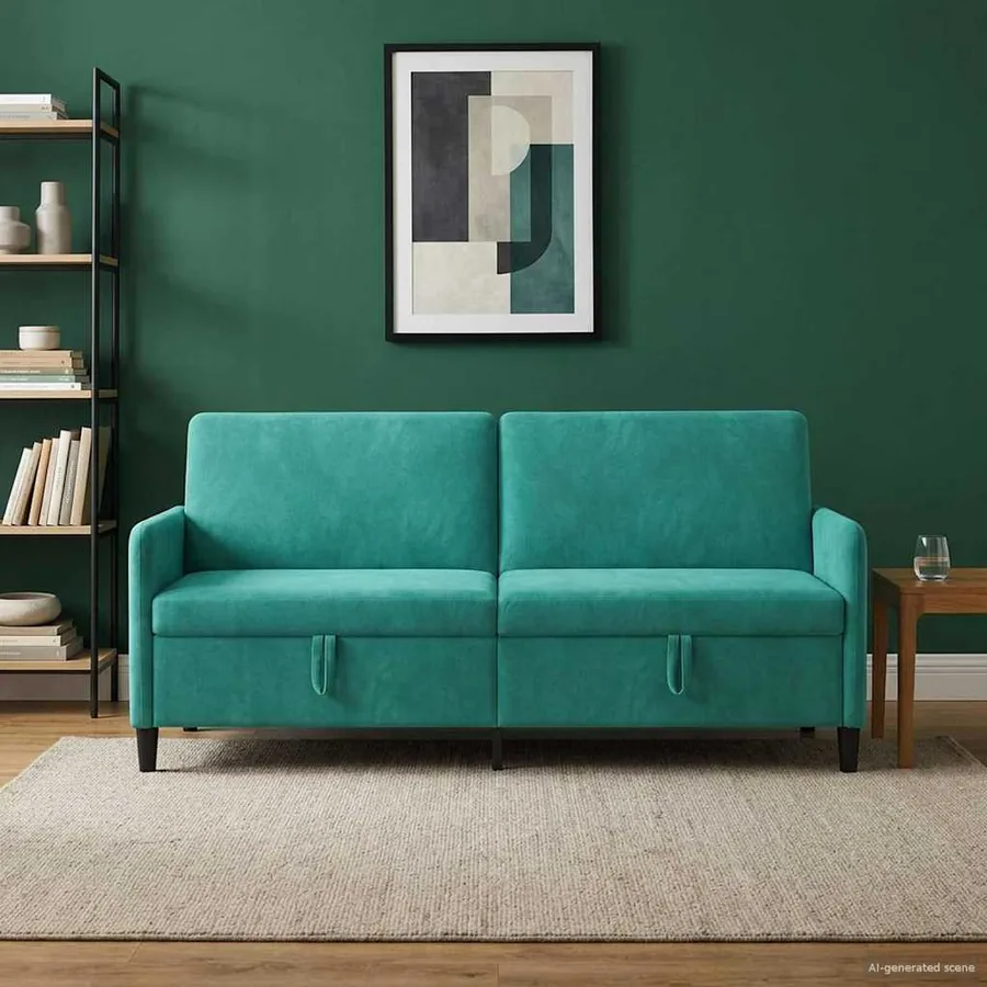 Sofa avec rangement Turquoise 192 x 78 x 87 cm Polyester