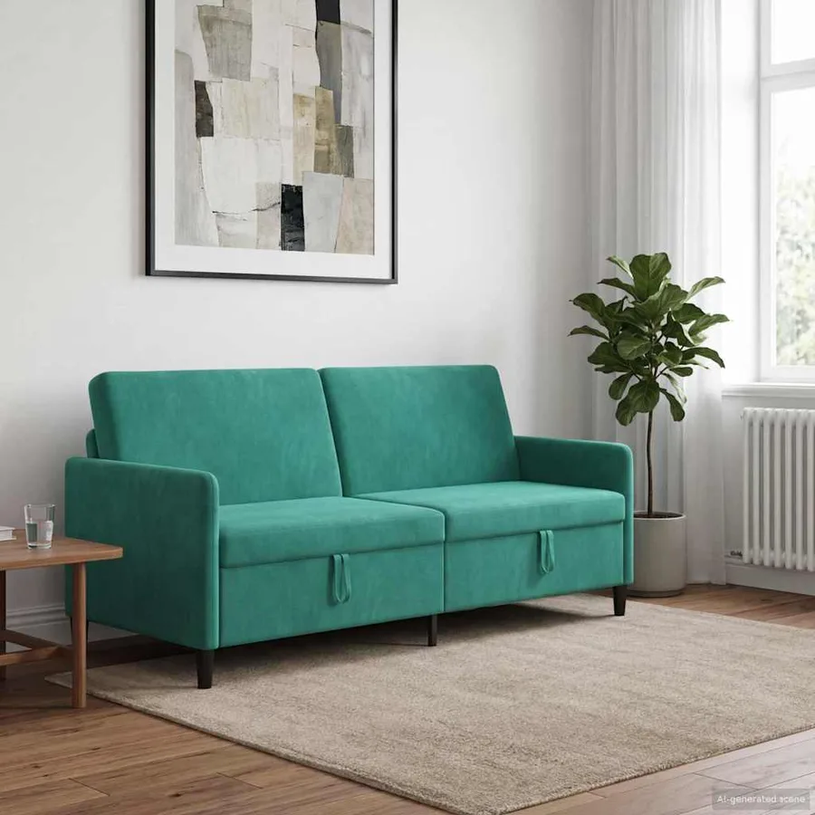 Sofa avec rangement Turquoise 192 x 78 x 87 cm Polyester - 3