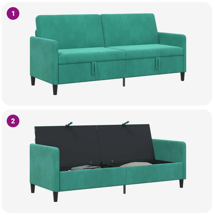 Sofa avec rangement Turquoise 192 x 78 x 87 cm Polyester - 6