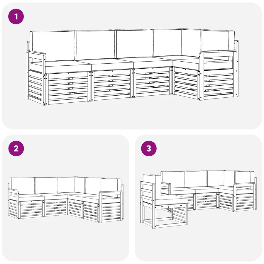 Ensemble de canapés d'extérieur 5 pcs Blanc et Beige - 7