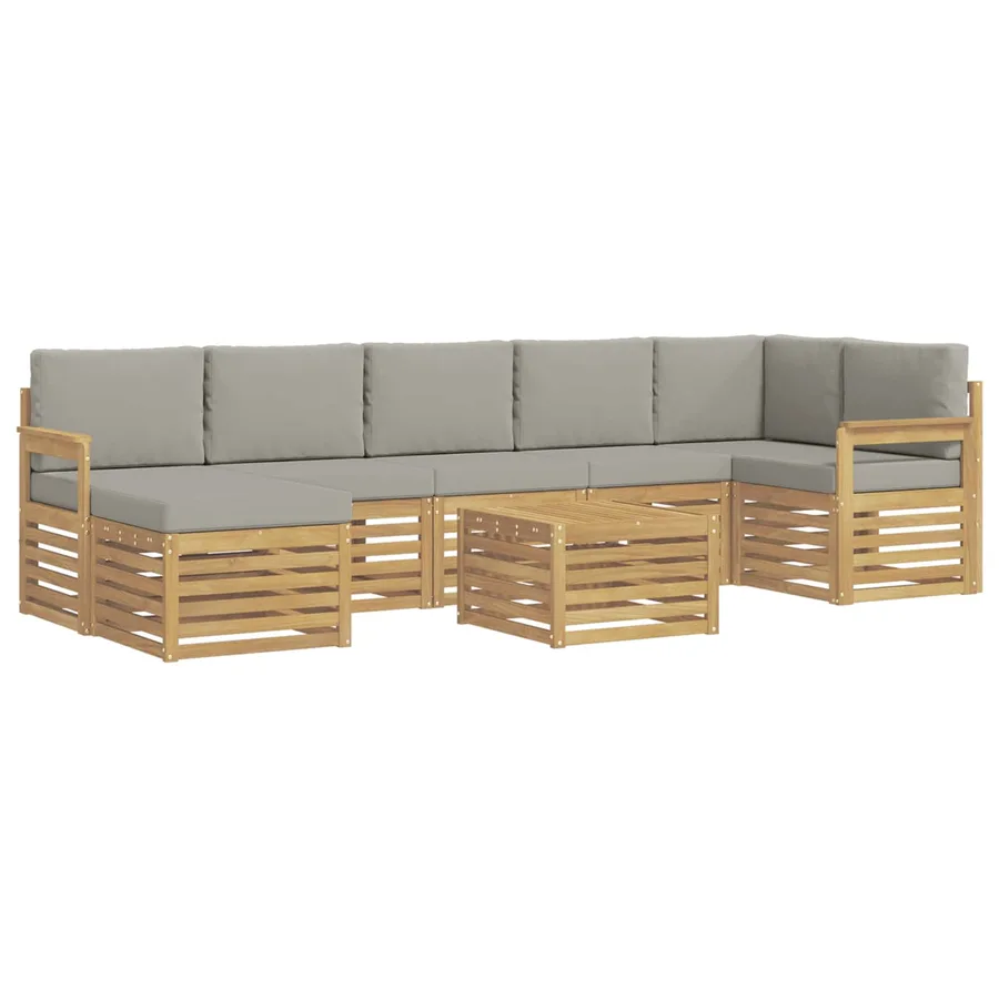 Ensemble de canapés d'extérieur 7 pcs Blanc et gris clair - 2
