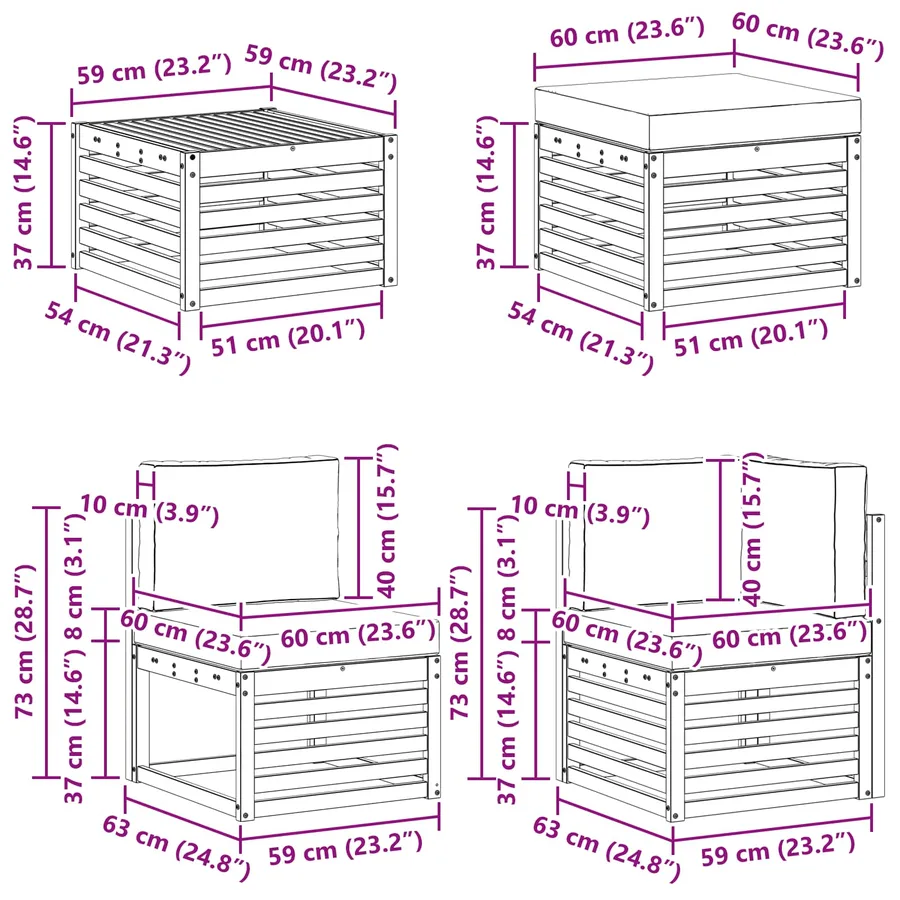 Ensemble de canapés d'extérieur 7 pcs Blanc et gris clair - 8