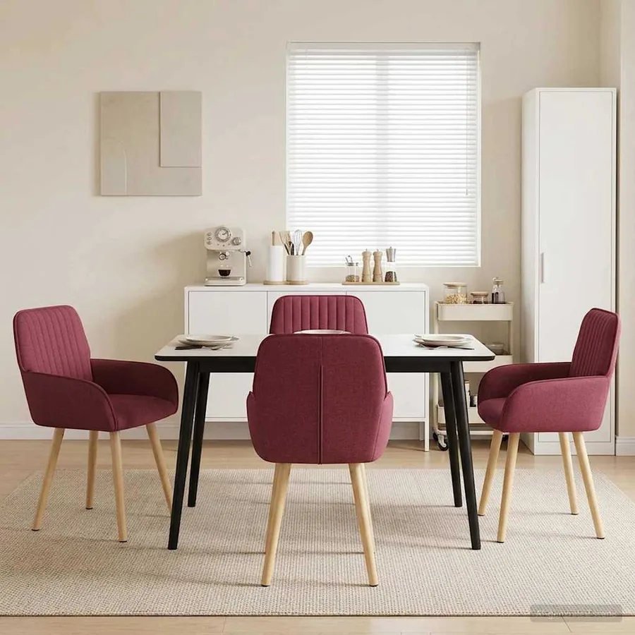 Chaises de salle à manger 4 pcs Tissu Bordeaux