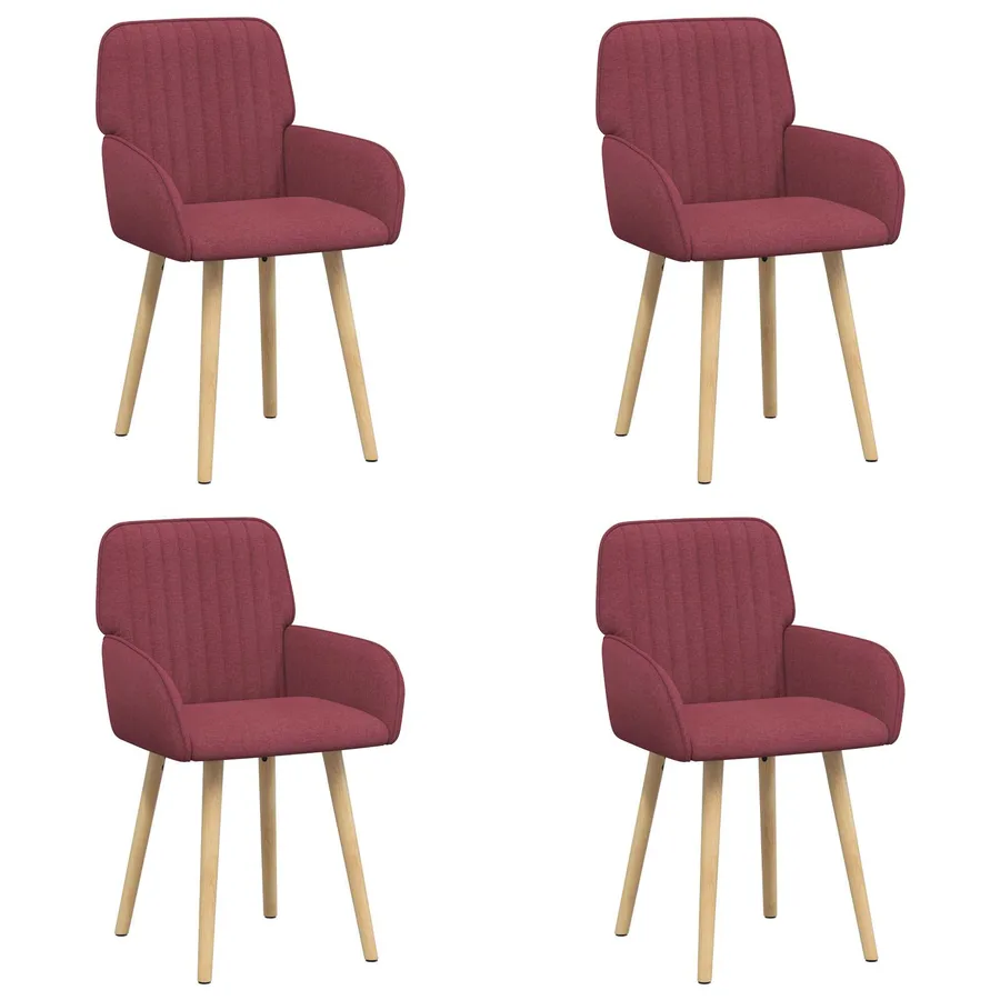 Chaises de salle à manger 4 pcs Tissu Bordeaux - 2