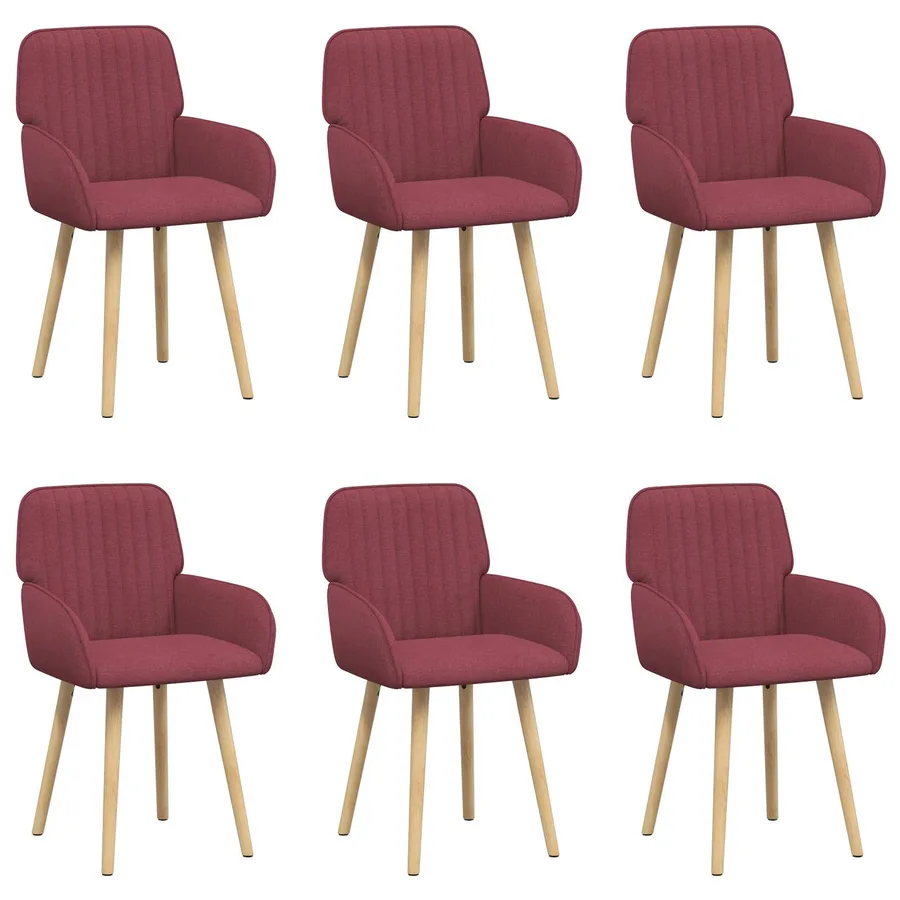 Chaises de salle à manger 6 pcs Tissu Bordeaux - 2