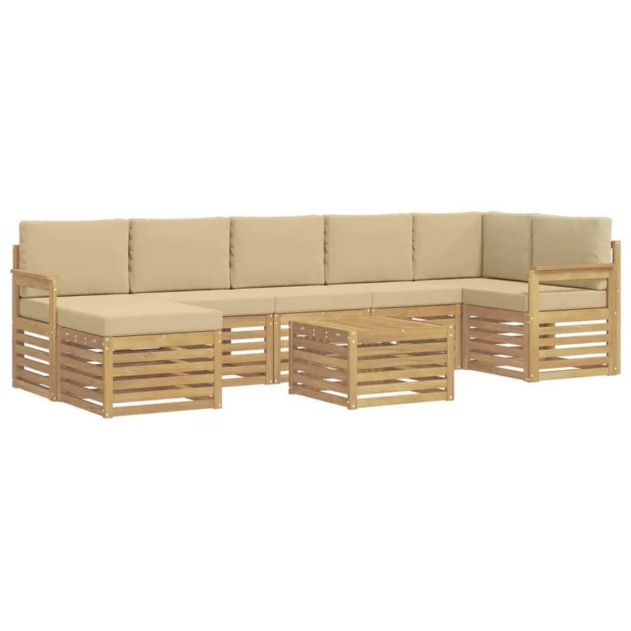 Ensemble de canapés d'extérieur 7 pcs Blanc et Beige - 2