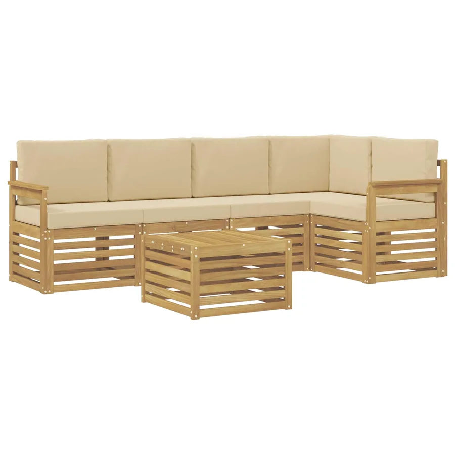Ensemble de canapés d'extérieur 6 pcs Blanc et Beige - 2