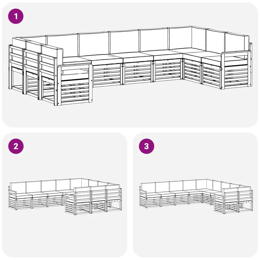 Ensemble de canapés d'extérieur 7 pcs Blanc et gris clair - 7