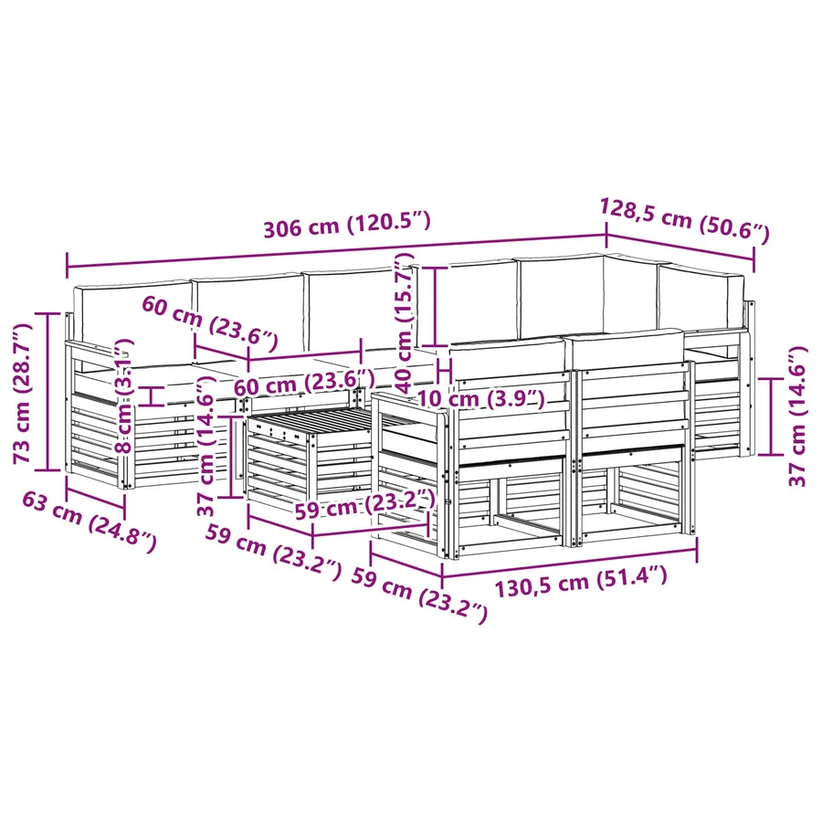 Ensemble de canapés d'extérieur 8 pcs Blanc et anthracite - 8