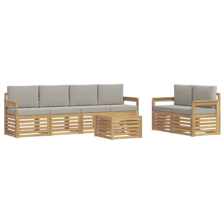 Ensemble de canapés d'extérieur 7 pcs Blanc et gris clair - 2