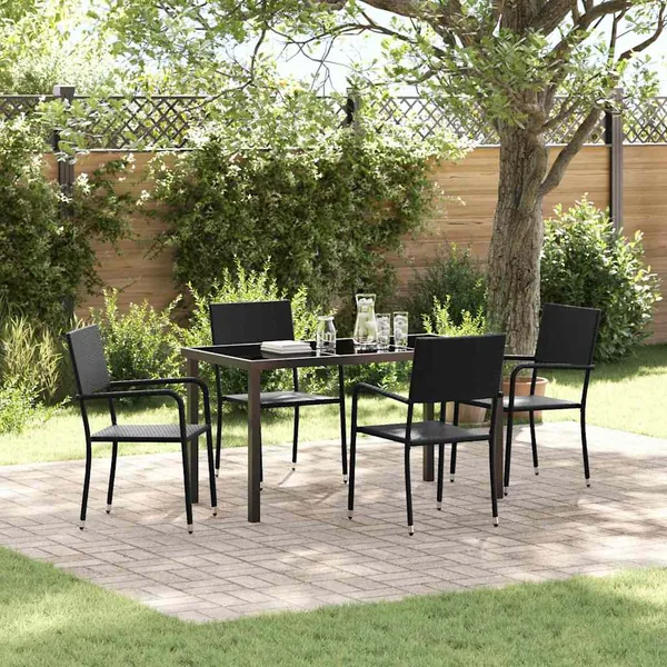 Ensemble de salle à manger pour jardin 5 pcs Noir polyrotin