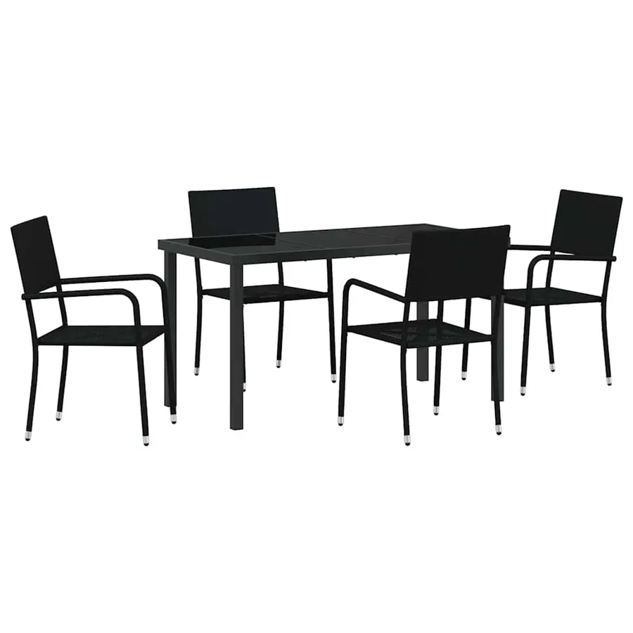 Ensemble de salle à manger pour jardin 5 pcs Noir polyrotin - 2
