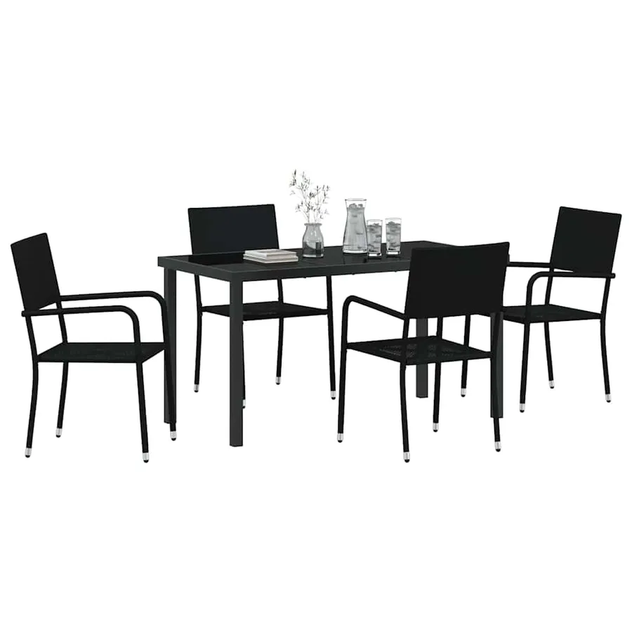Ensemble de salle à manger pour jardin 5 pcs Noir polyrotin - 3