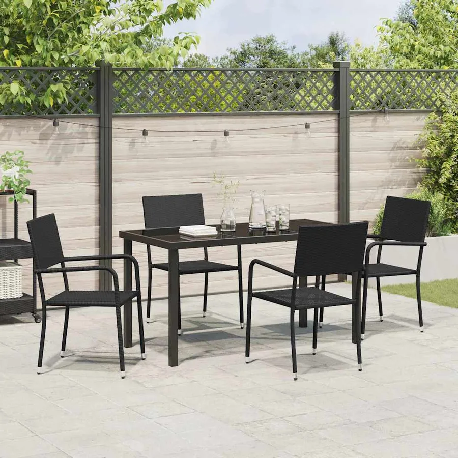 Ensemble de salle à manger pour jardin 5 pcs Noir polyrotin - 4