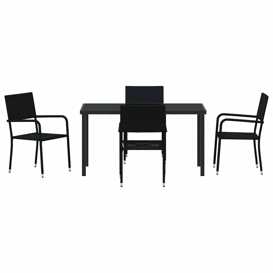 Ensemble de salle à manger pour jardin 5 pcs Noir polyrotin - 7