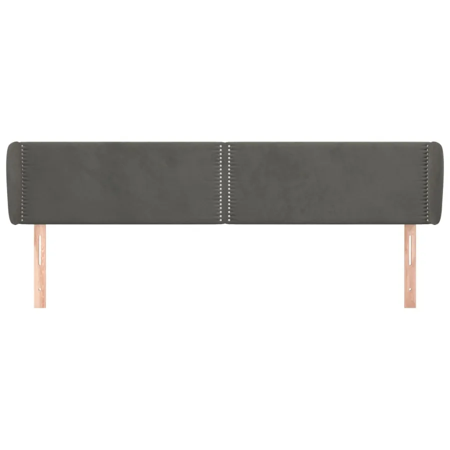 Tête de lit avec oreilles Gris foncé 203x23x78/88 cm Velours - 3