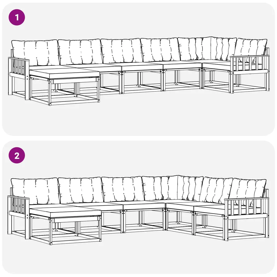 Ensemble de canapés d'extérieur 7 pcs Blanc et gris clair - 8
