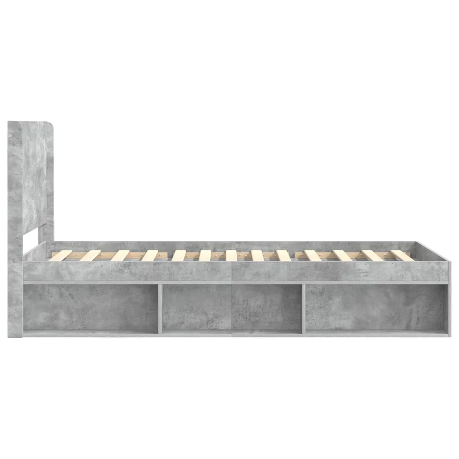 Cadre de lit avec rangement et tête de lit Gris béton - 6