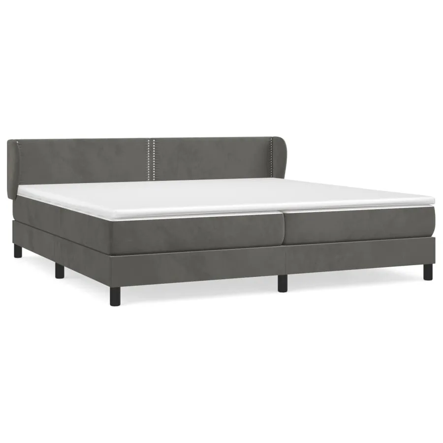 Sommier à lattes de lit et matelas Gris foncé 200x200cm Velours - 2