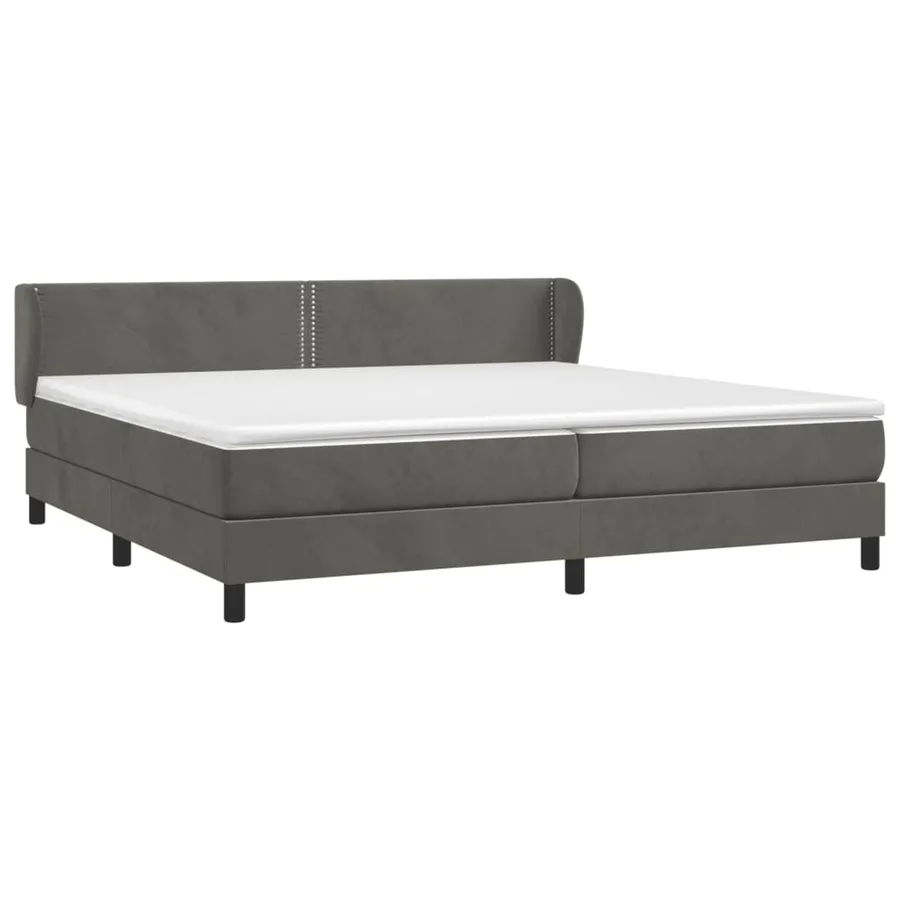 Sommier à lattes de lit et matelas Gris foncé 200x200cm Velours - 3