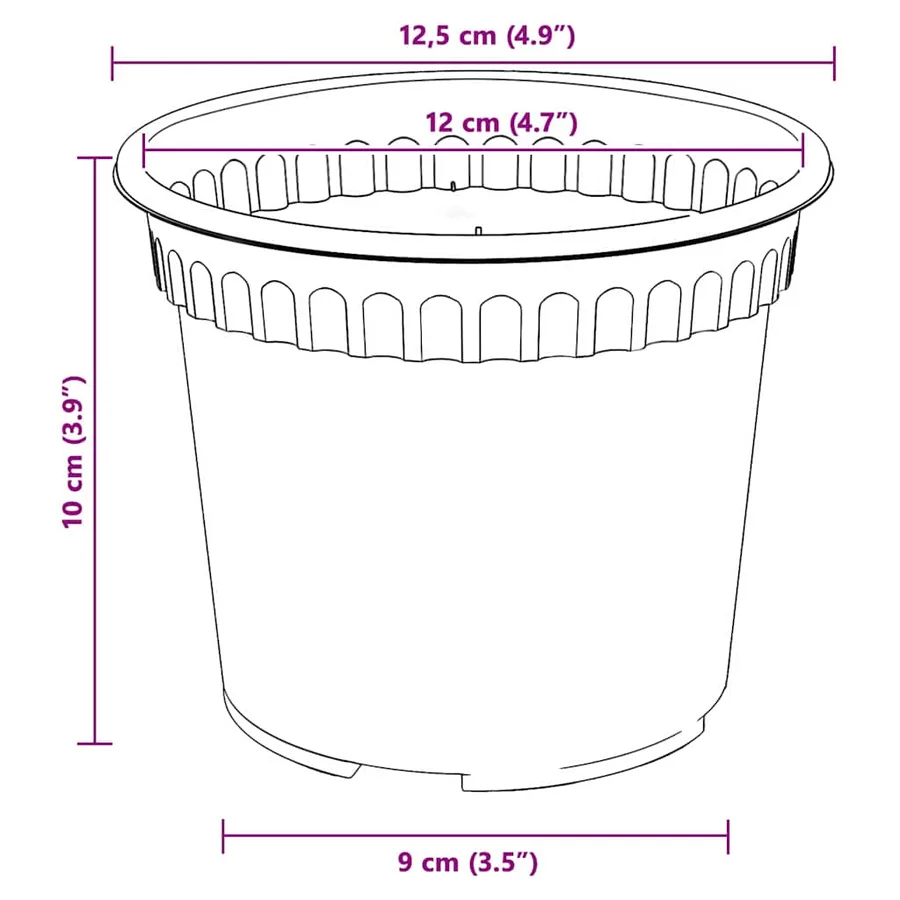 Pots de plantes 6 pcs Rouge brique Ø 12,5 x 10 cm Plastique - 11