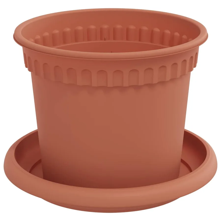 Pots de plantes 6 pcs Rouge brique Ø 12,5 x 10 cm Plastique - 5