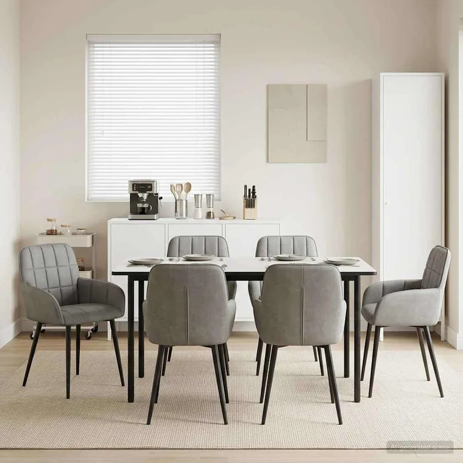 Chaises de salle à manger 6 pcs Velours Gris clair