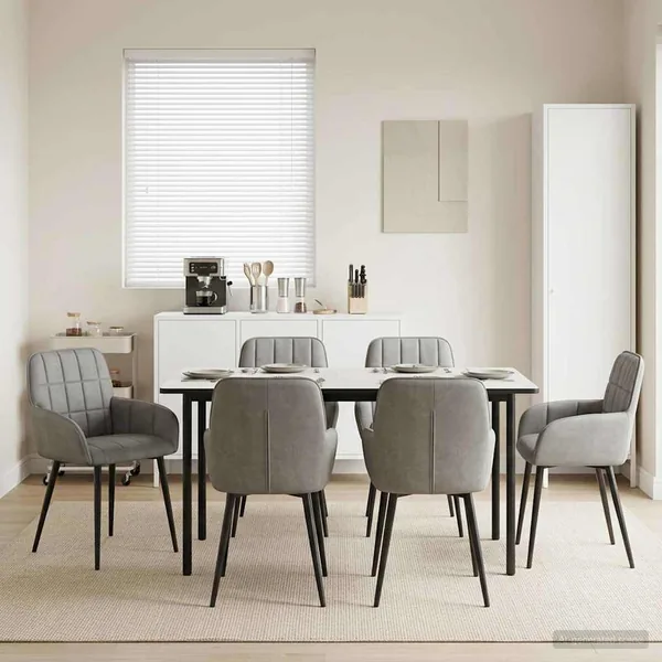 Chaises de salle à manger 6 pcs Velours Gris clair
