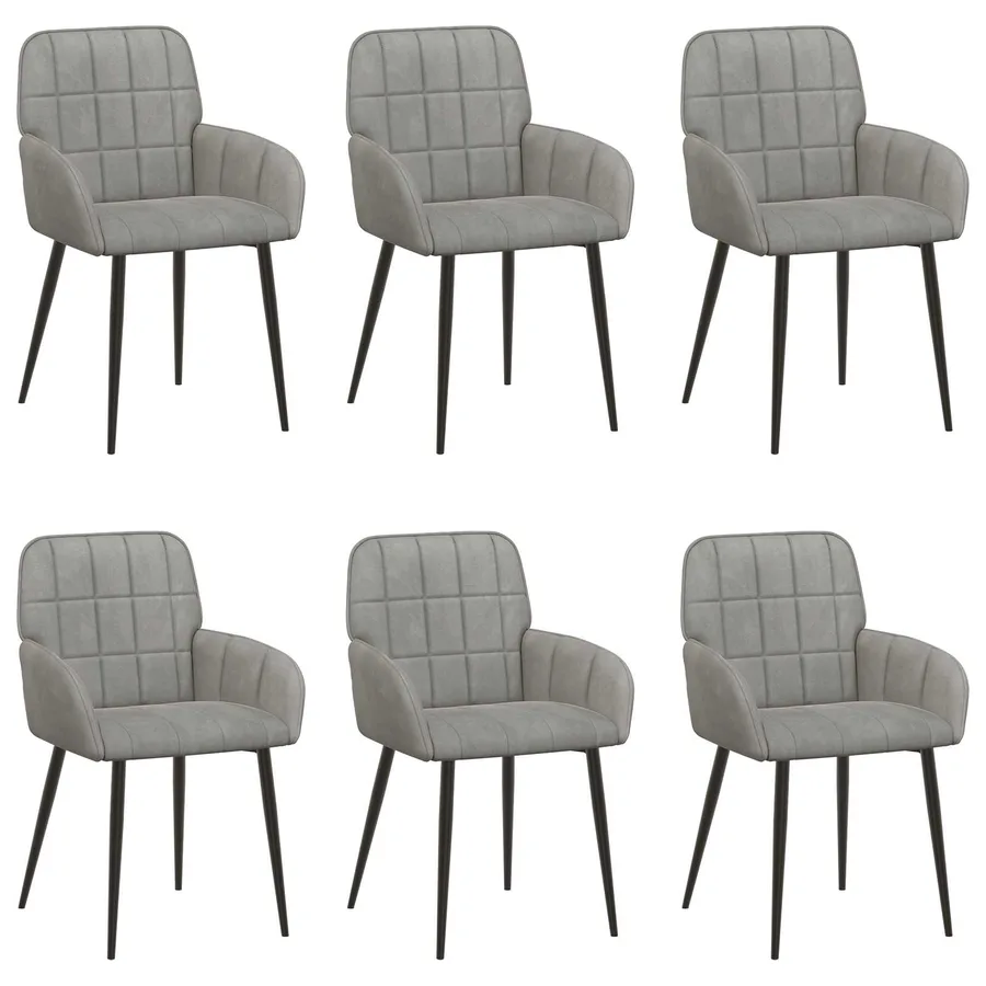Chaises de salle à manger 6 pcs Velours Gris clair - 2