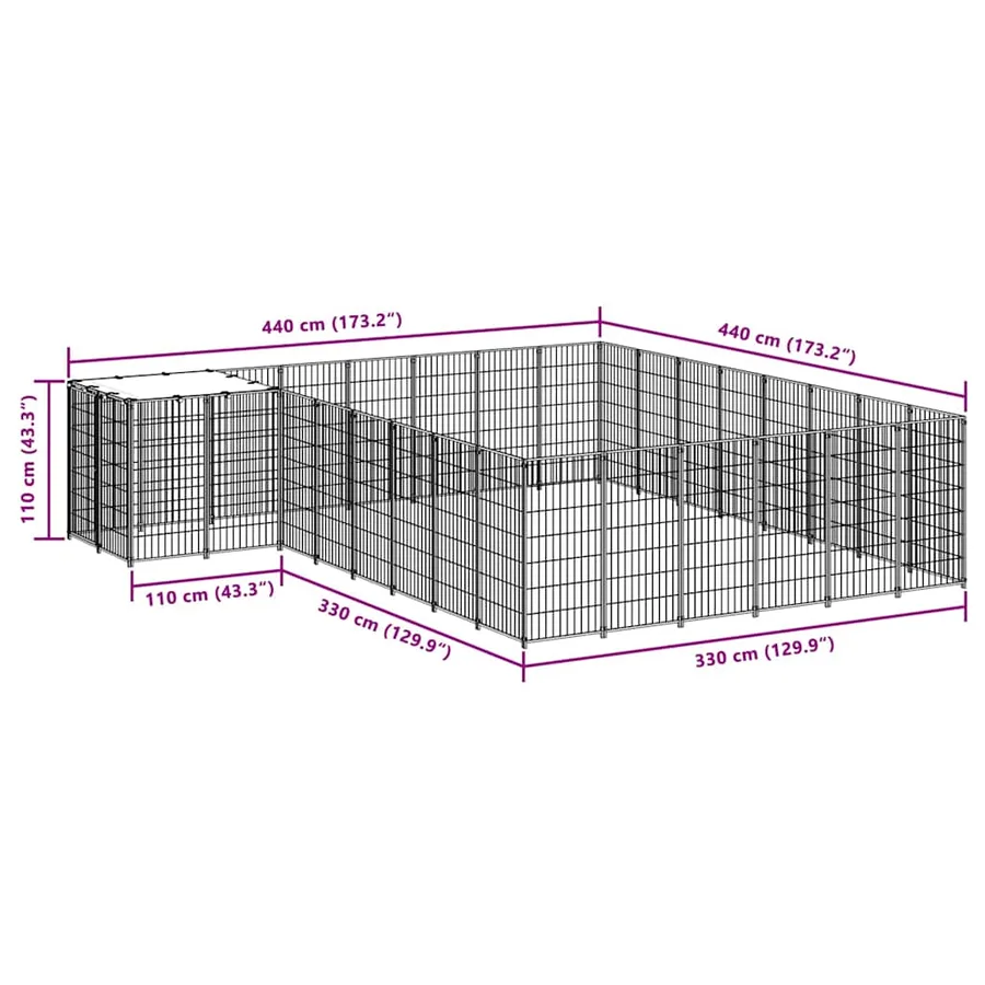 Chenil Argenté 15,73 m² Acier - 7