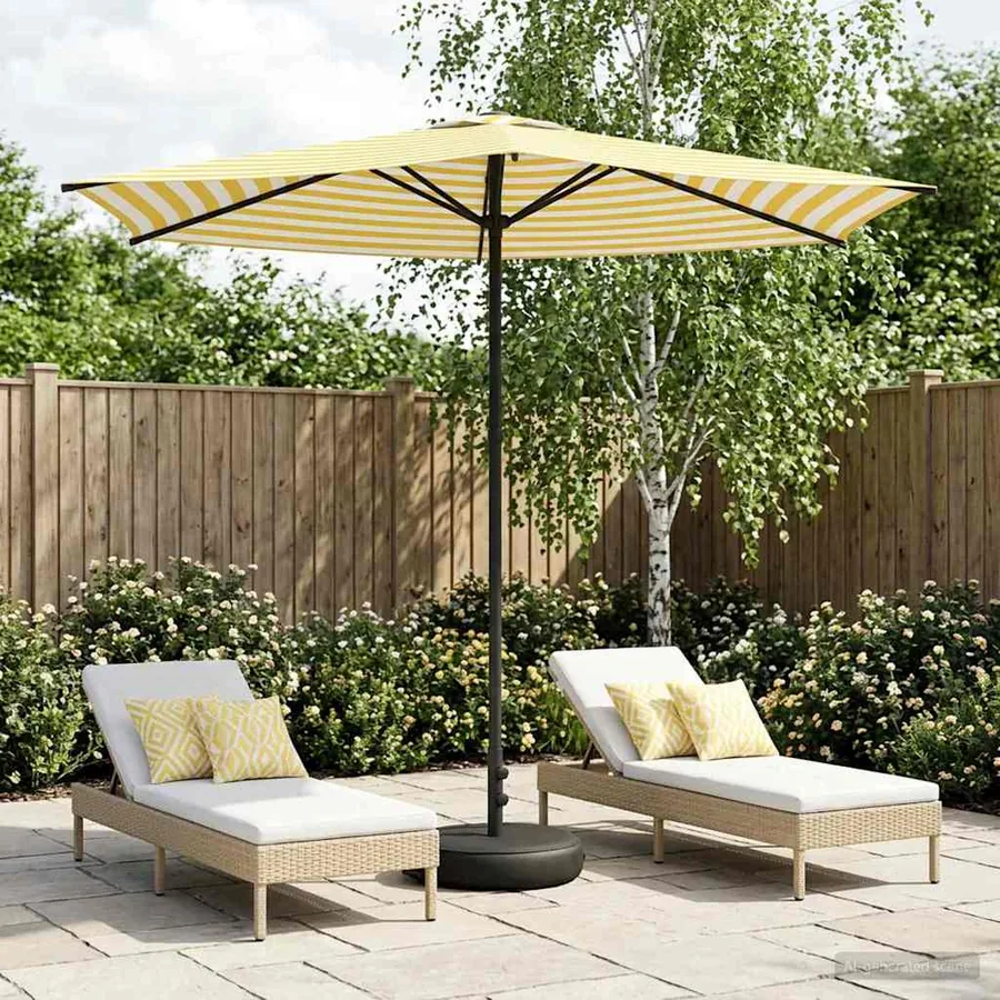 Parasol de jardin avec base 270 x 270 cm Polyester