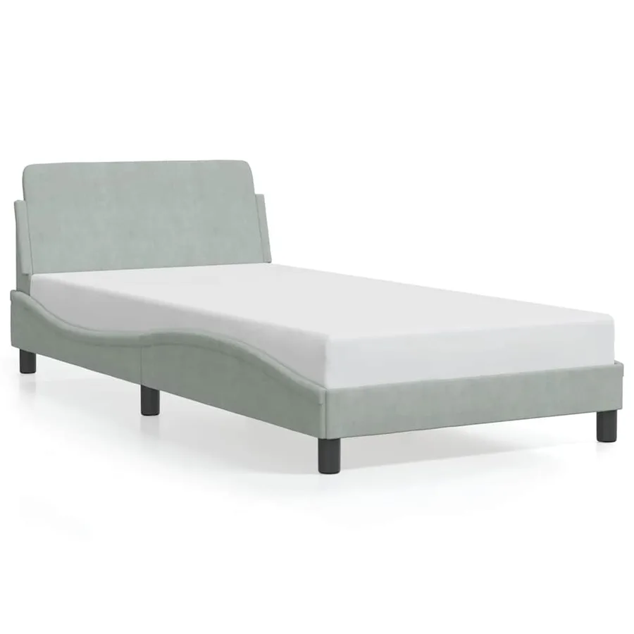 Cadre de lit Dover gris clair 100x203 cm velours - 2