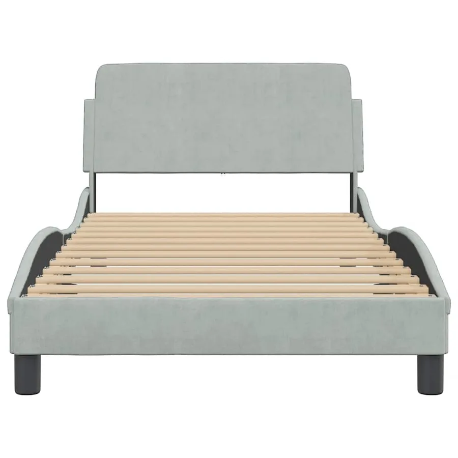 Cadre de lit Dover gris clair 100x203 cm velours - 4