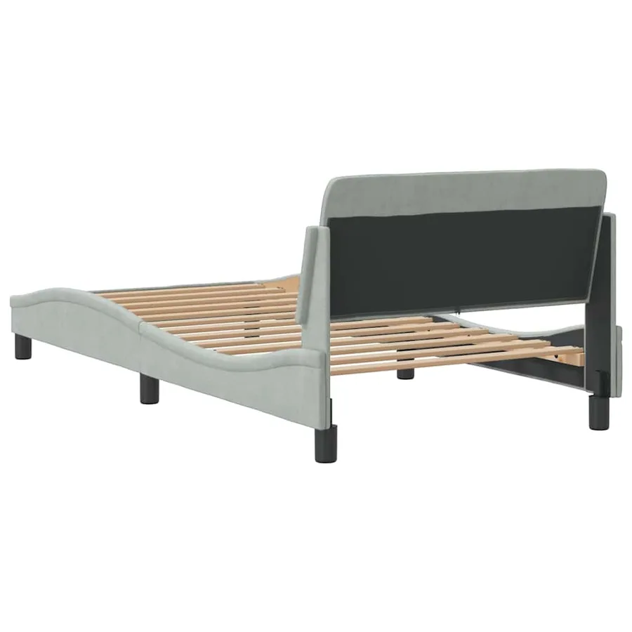 Cadre de lit Dover gris clair 100x203 cm velours - 6